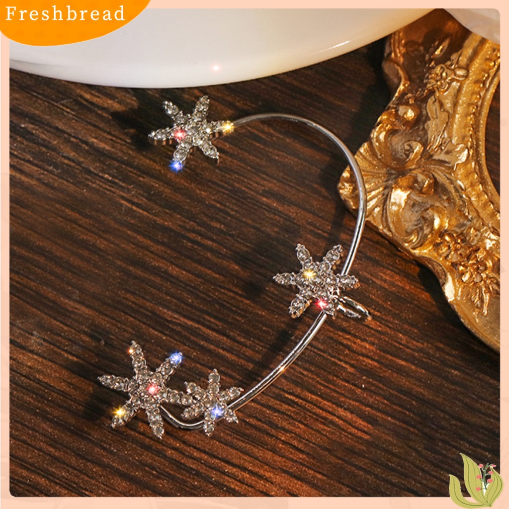 &lt; Freshbread &gt; 1Pc Pembungkus Telinga Anti Karat Hadiah Sempurna Alloy Cincin Telinga Berlian Imitasi Snowflake Halus Untuk Harian