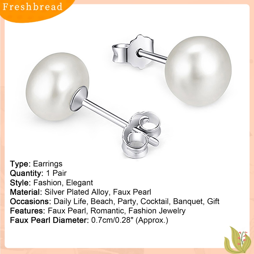 &lt; Freshbread &gt; Ear Studs Desain Klasik Tahan Lama Perak Disepuh Alloy Fashion Wanita Faux Pearl Ear Studs Untuk Hadiah