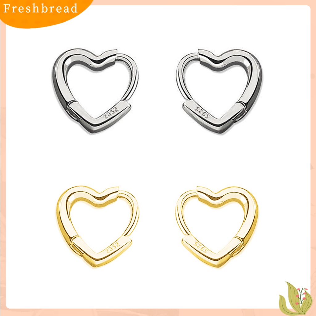 &lt; Freshbread &gt; Anting Bentuk Hati Dekorasi Full Luster Warna Silver Anting Tusuk Kecil Simple Untuk Pesta