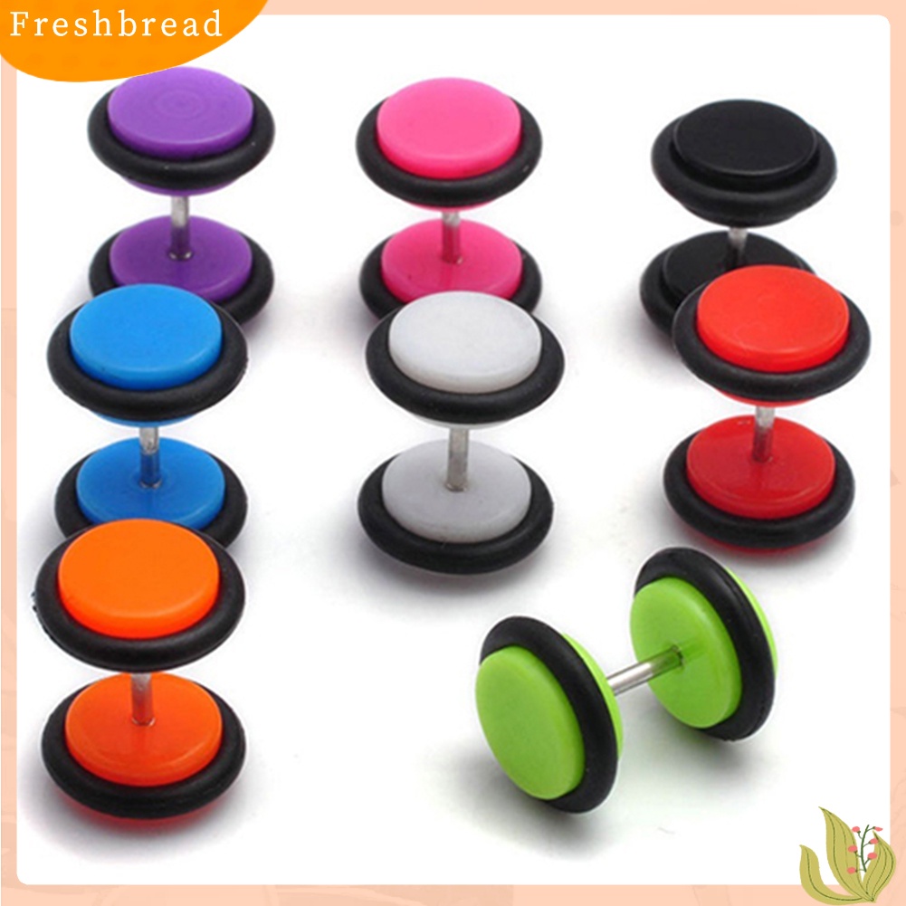 &lt; Freshbread &gt; 1pasang Pria Wanita Punk 8mm Dumbbell Gaya Stud Anting Tindik Perhiasan Charms