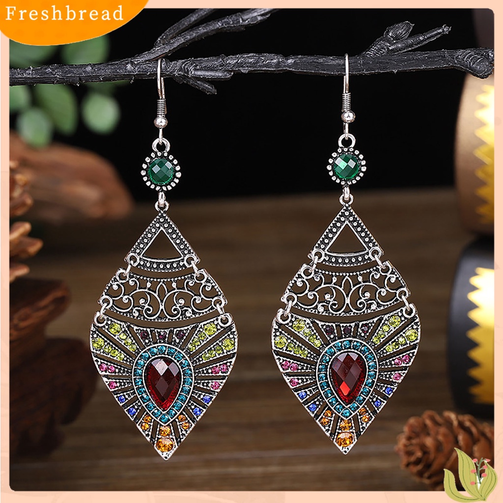 &lt; Freshbread &gt; 1pasang Drop Earrings Gaya Etnik Fashion Perhiasan Alloy Berlubang-out Tetesan Air Wanita Earrings Untuk Tanggal