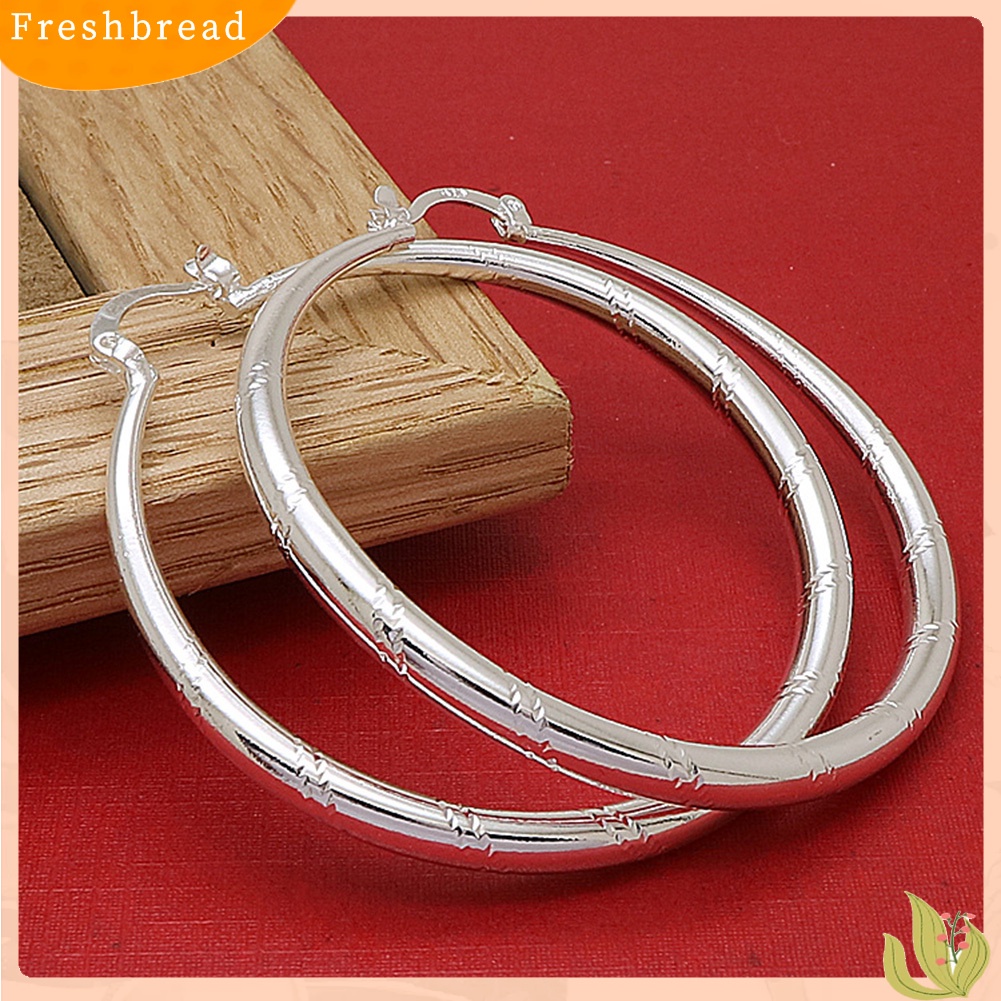 &lt; Freshbread &gt; Wanita Bergaya Bulat Besar Bentuk Lingkaran Retro Besar Hoop Earrings Perhiasan Hadiah