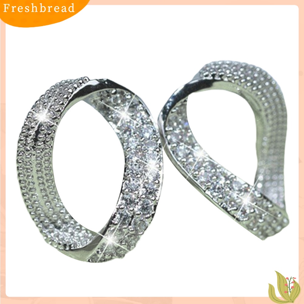 &lt; Freshbread &gt; Wanita Elegan Penuh Cubic Zirconia Geometric Ear Stud Earrings Hadiah Perhiasan Pesta