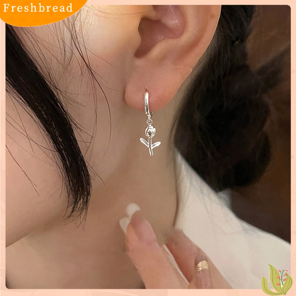 &lt; Freshbread &gt; 1Pc Drop Earring Geometri Liontin High Gloss Electroplating Menawan Mewah Dekorasi Hypoallergenic Tulip Huggie Hoop Earring Perhiasan Aksesori