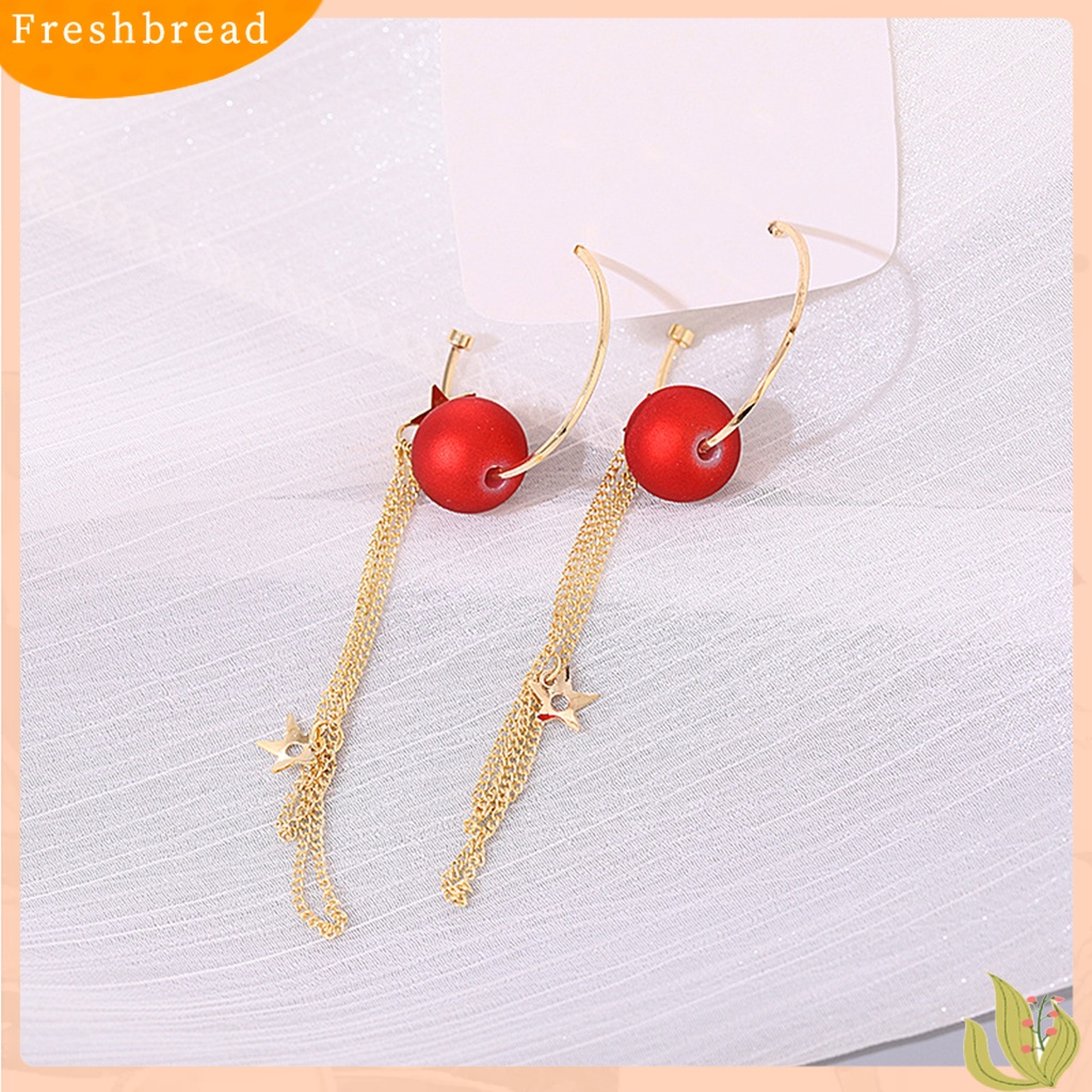 < Freshbread > 1pasang Anting Menjuntai Elegan Temperamental Indah Hias Meriah Wanita Manik-Manik Rumbai Liontin Anting Perhiasan Untuk Pacaran