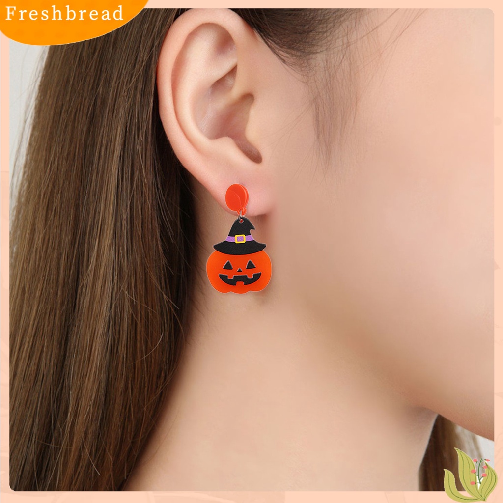 &lt; Freshbread &gt; 1pasang Anting Wanita Lucu Hantu Labu Spider Aksesori Indah Telinga Dekorasi Pesta Dress-Up Fashion Perhiasan Stud Earrings Acrylic Menjuntai Earrings