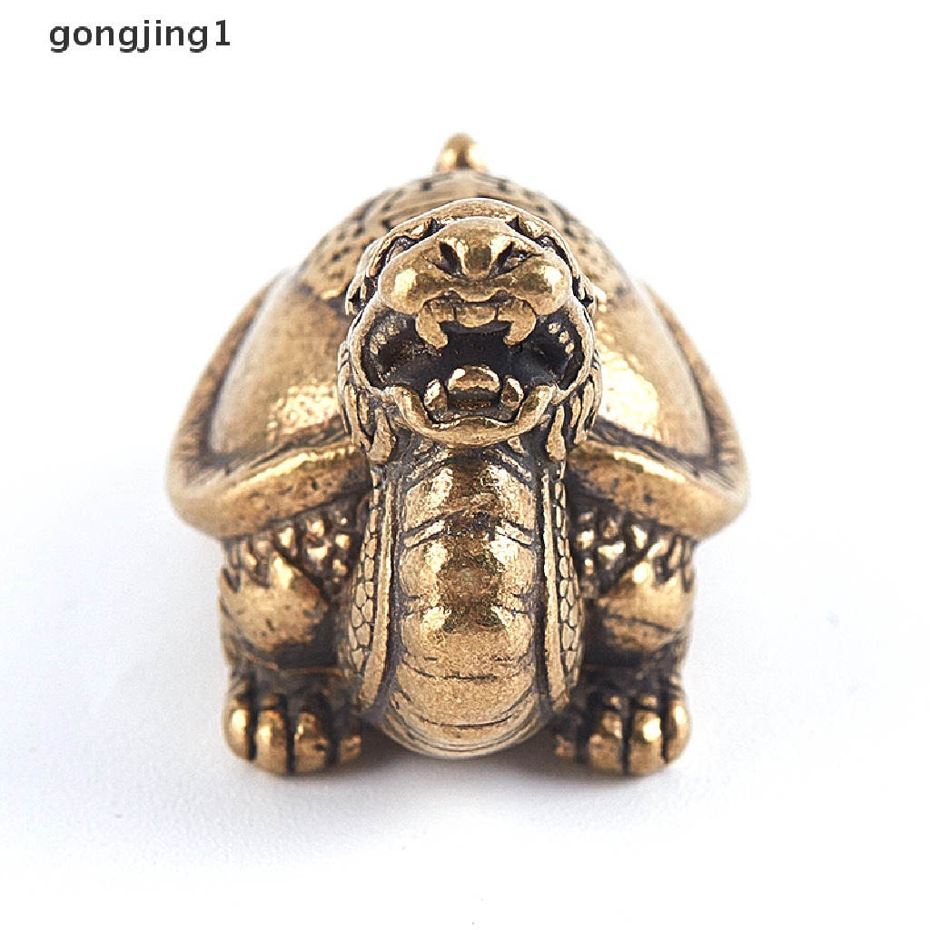 Ggg Retro Kuningan Mythical Beast Dragon Head Turtle Body Patung Miniatur Tembaga ID