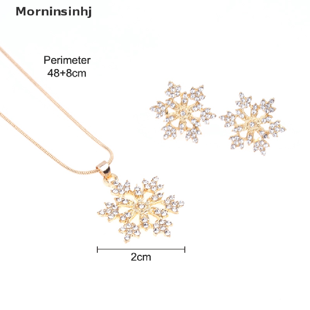 Mornin Snowflake Kalung Anting Set Wanita Fashion Perhiasan Bersinar Logam Liontin Trendi Choker Rantai Pesta Pernikahan Aksesoris Hadiah id