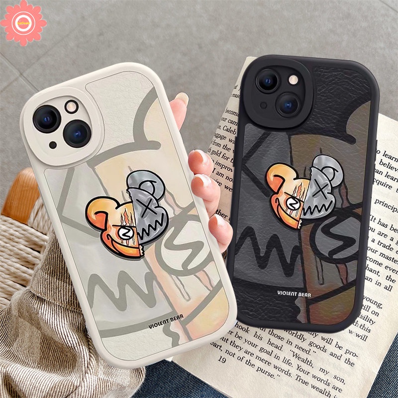 Merek Trendi Violent Bear Case Kompatibel Untuk iPhone 7Plus 11 Pro Max XR 8Plus 14 12 13 Pro Max6 6s 7 8 plus X XS Max SE 2020 Lembut Tpu Ponsel Penutup Belakang