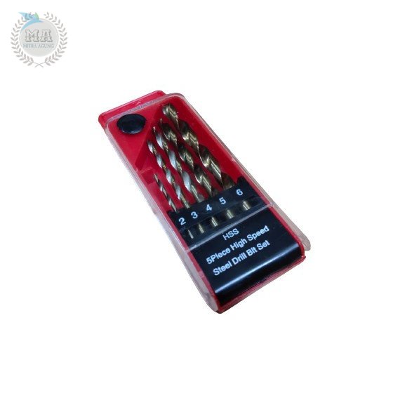 Mata Bor Besi Kayu HSS Set Steel Drill Bit 5pcs High Speed 2-3-4-5-6mm OLS Isi 5 set Mata Bor Besi Kayu HSS K55 Stel Steel Drill Bit