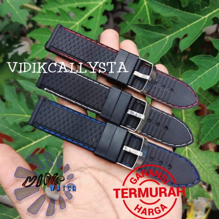 Strap Tali Jam Tangan Karet Rubber Hitam 22mm Berkualitas 22 MM