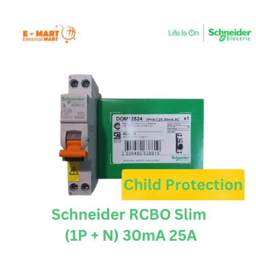 SCHNEIDER RCBO Slim RCCB ELCB 1P 1 Phase 16A 25A 30mA Proteksi Setrum