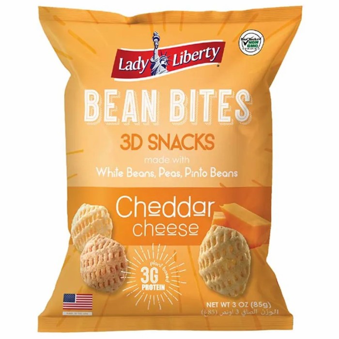 

Lady Liberty Bean Bites Cheddar Chese Non-GMO Plant-Based Protein 85g