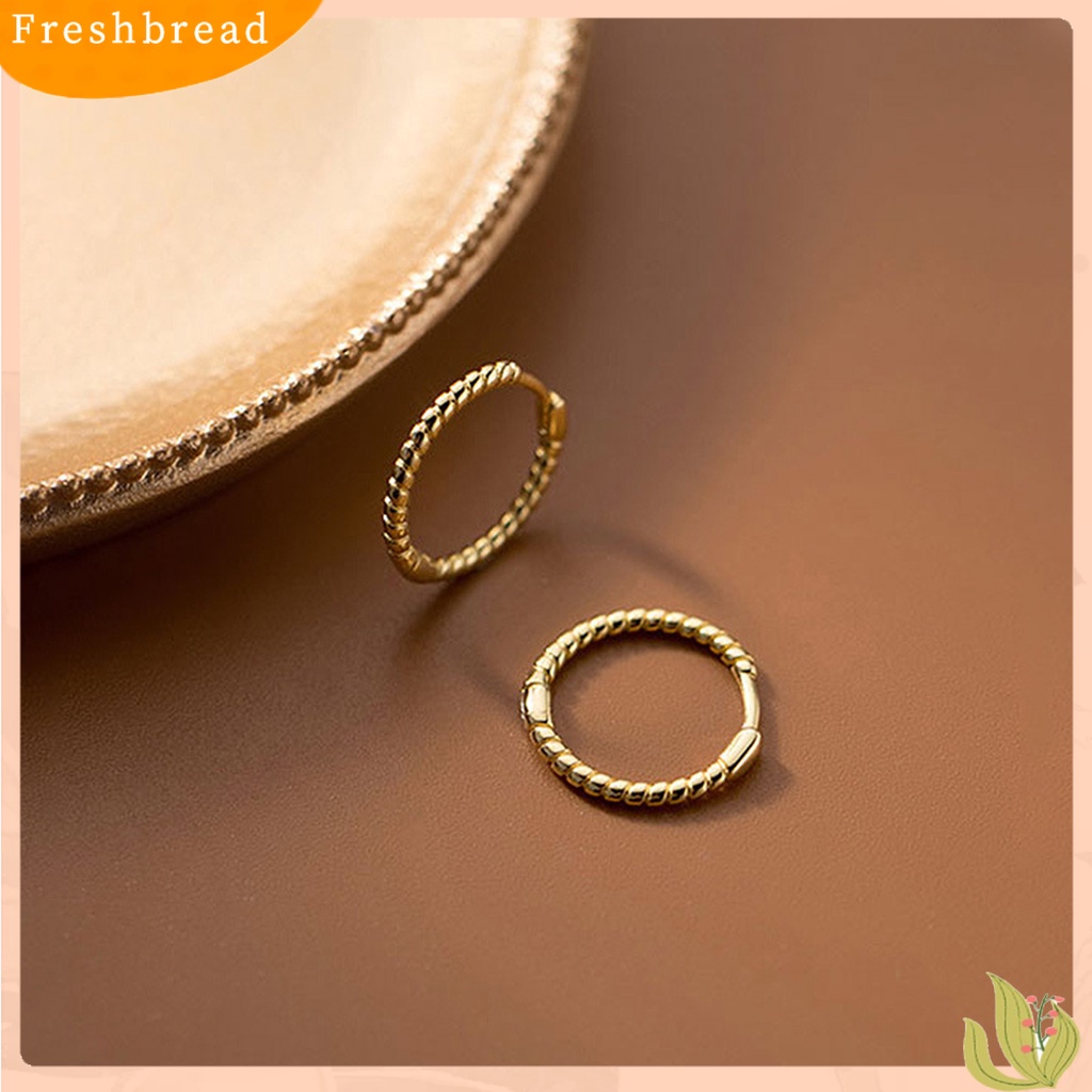 {In Stock} 1pasang Anting Hoop Tembaga Geometris Cubic Zirconia Lingkaran Kepang Hoop Stud Earring Untuk Kehidupan Sehari-Hari