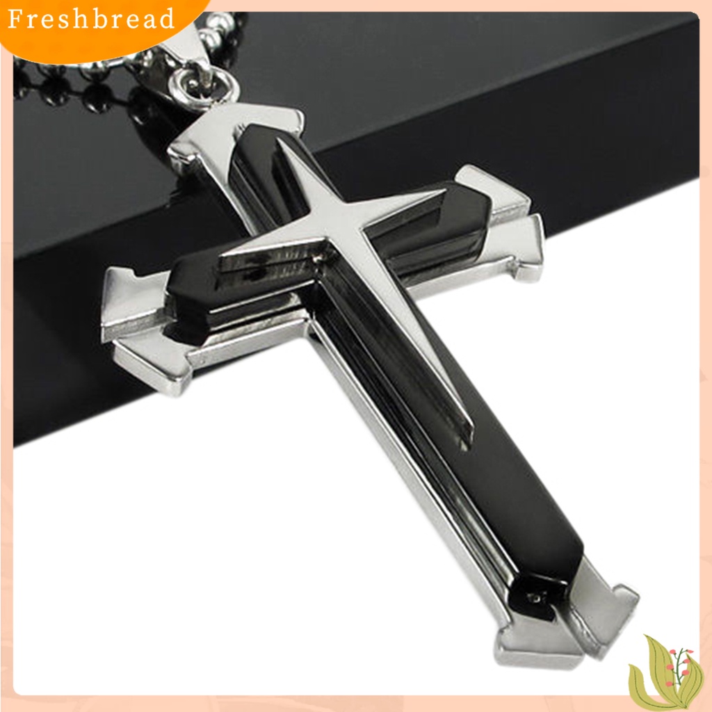 {In Stock} Fashion Pria Liontin Salib Stainless Steel Rantai Kalung Perhiasan Pesona Hadiah