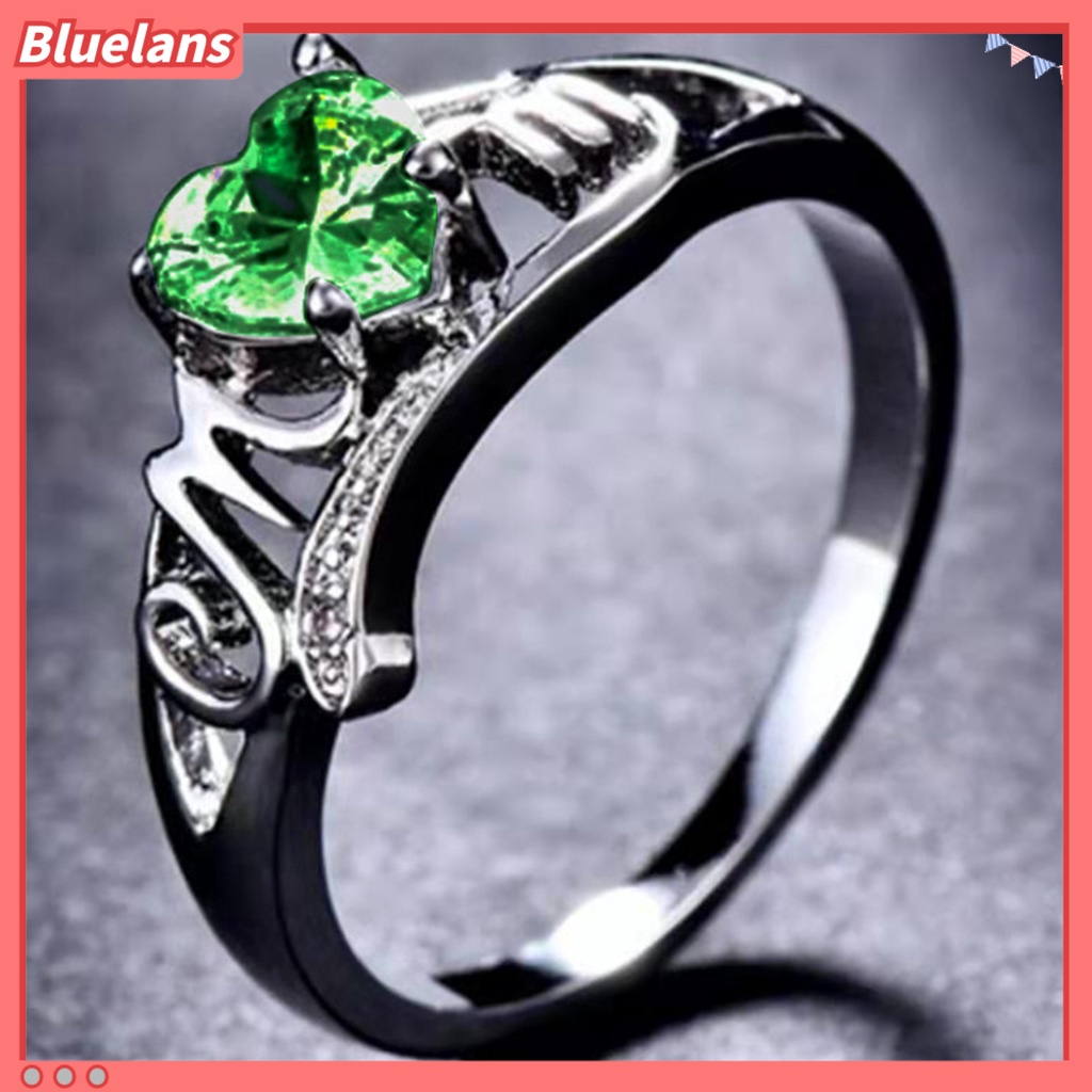 {In Stock} Cincin Wanita Cinta Hati Electroplated Cubic Zirconia Bentuk Hati Jari Cincin Perhiasan Untuk Pertunangan