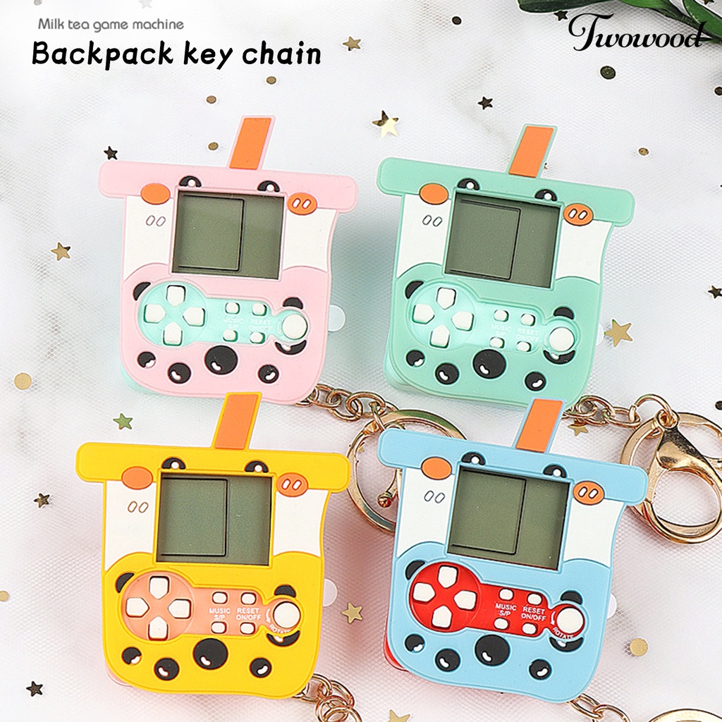 Twowood Konsol Game Mini Kartun Vintage Layar LCD Respon Cepat Menarik Video Game Portable Handheld Game Player Dengan Gantungan Kunci Mainan Anak