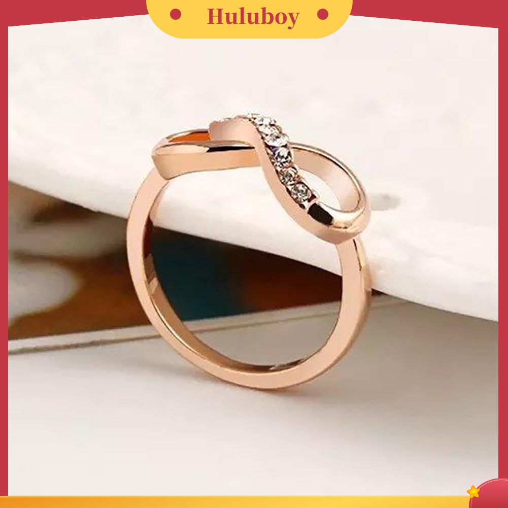 {Ready Stock} Mewah8 Infinity Zirkon Bertatahkan Cincin Pernikahan Pesta Malam Wanita Jari Perhiasan