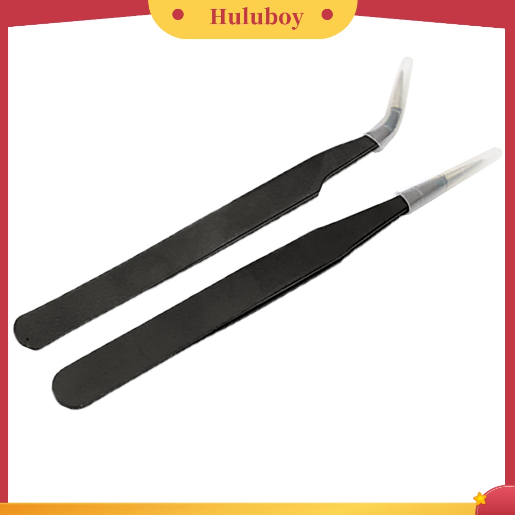 {In Stock} 2Pcs Pinset Lurus Lengkung Untuk Nail Art Eyelash Extension Nipper Picking Tool