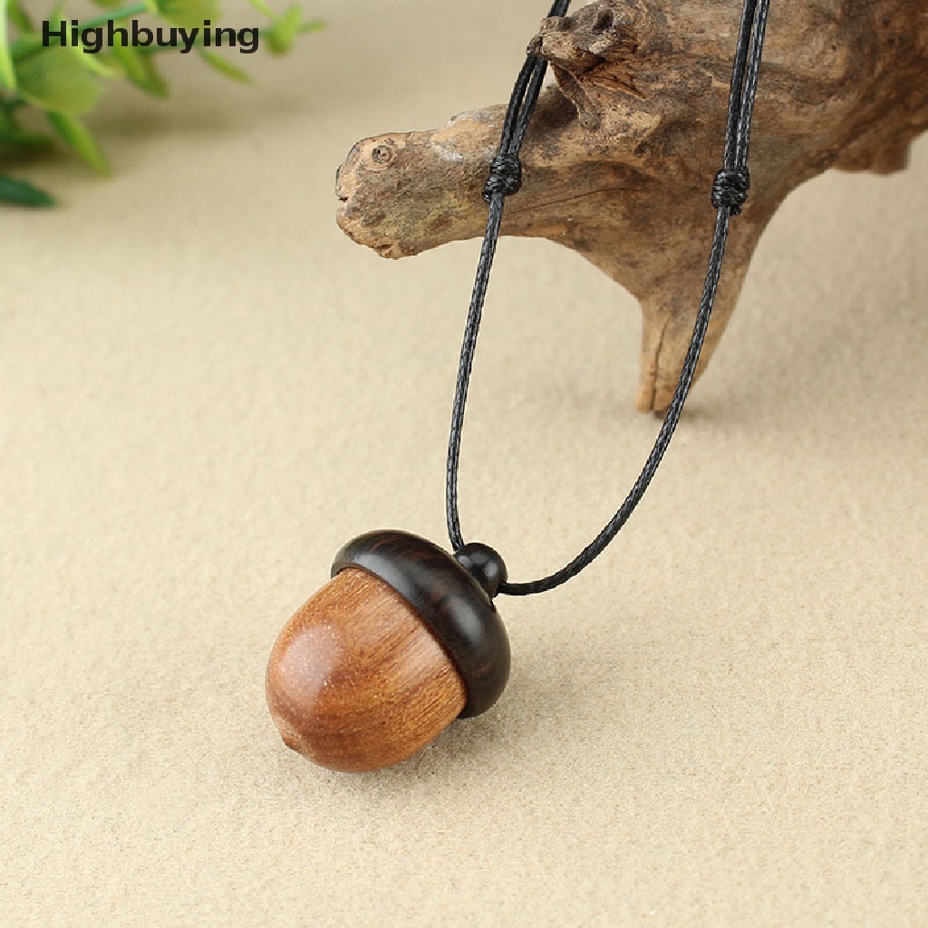 Hbid Vintage Screwable Ebony Acorn Pendant Gawu Kotak Kalung Panjang Kerucut Pinus Acorn Des Glory