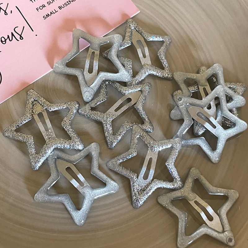 Siy 2Pcs Indah Manis Jepit Rambut Sparkly Bentuk Bintang Hair Clip Bling Kecil Non Slip Jepit Rambut Untuk Balita Perempuan Birthda