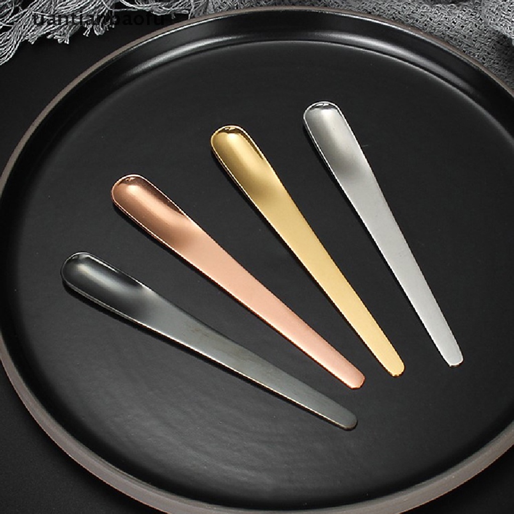 [tiantianbaofu] 1pc Sendok Kopi Stainless Steel Sendok Datar Untuk Dessert Coffee Mixer Spoon Boutique