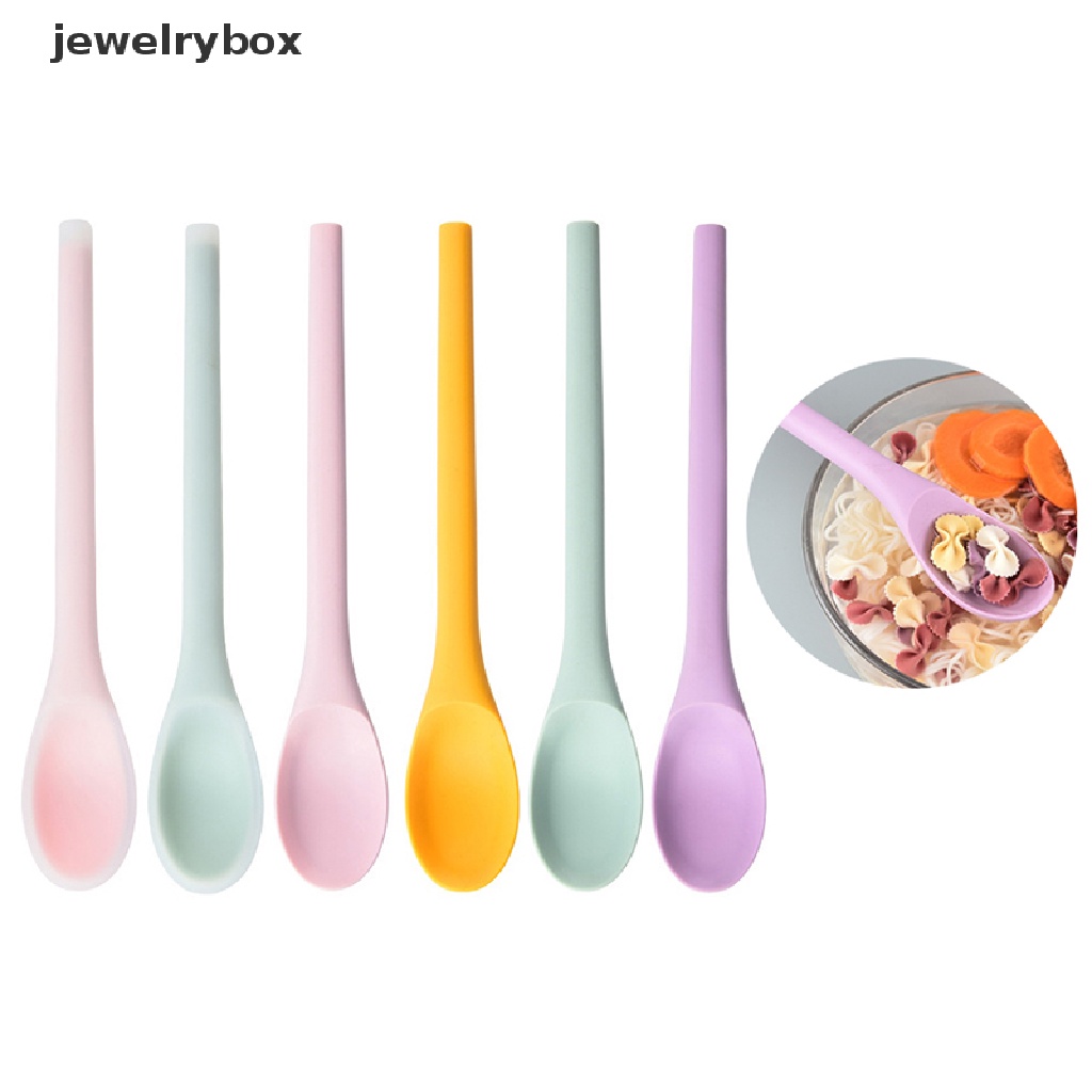 [jewelrybox] Multi Purpose Silicone Spoon Gagang Panjang Sendok Sup Nasi Pencampuran Dessert Ice Cream Spoon Sendok Teh Sendok Kopi Peralatan Makan Dapur Butik