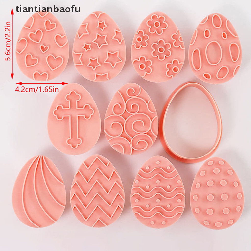 [tiantianbaofu] 10 Pcs Telur Paskah Biskuit Cetakan Cookie Cutters Stamp Press Fondant Gula craft Baking Alat Dekorasi Pesta Butik