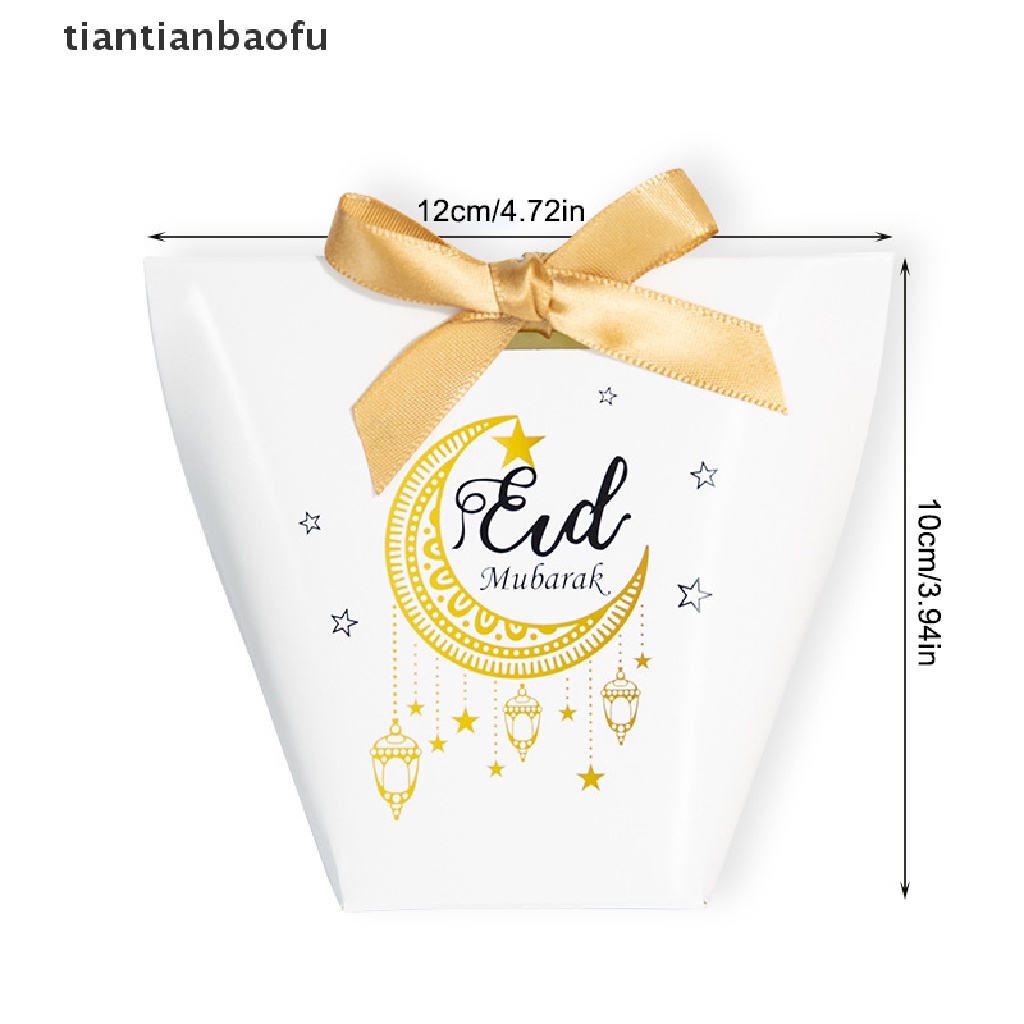 [tiantianbaofu] 5pcs Happy Eid Mubarak Candy Box Kotak Kemasan Kado Perlengkapan Pesta Muslim Butik