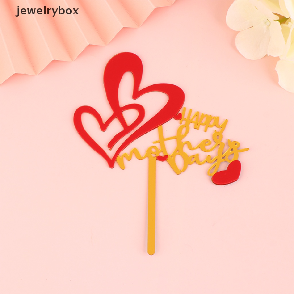 [jewelrybox] 1pc Mothers Day Cake Topper Love Rose Happy Mother's Day DIY Kue Insert Card Butik