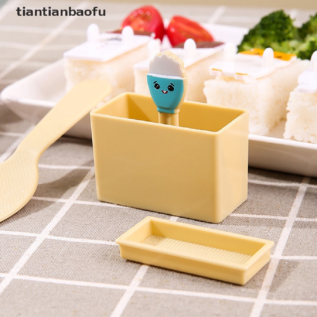 [tiantianbaofu] 1set Cetakan Bola Nasi Sushi Kubus Kecil Dengan Sendok DIY Non Stick Sushi Maker Mold Butik