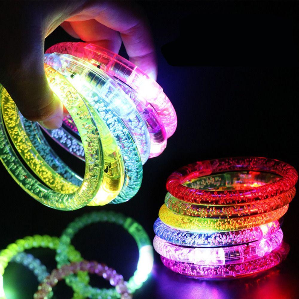 Lanfy Flash Gelang Mainan Untuk Anak Warna Luminescent Mainan Warna-Warni Bercahaya Gelang Pergelangan Tangan Tali Spire Lamella Mainan Anak Led Flash Color Bubble Bracelet