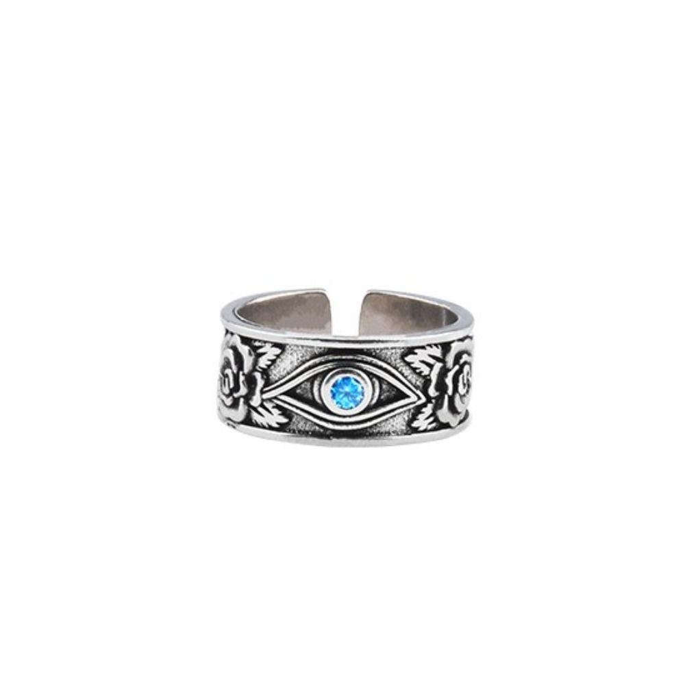 Mxbeauty Pria Paduan Cincin Vintage Hip Hop Trendi Segitiga Jari Aksesoris Mata Dewa Perak Punk Ring