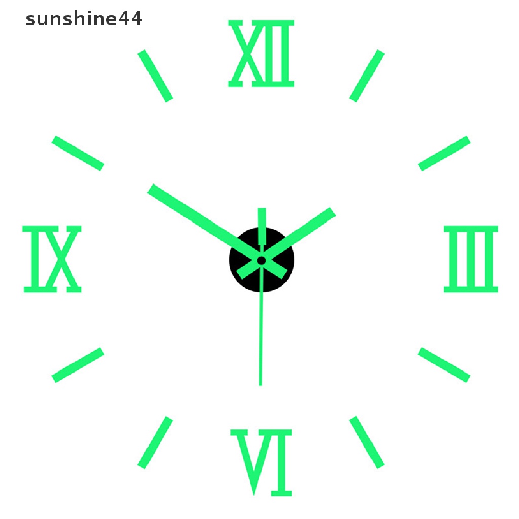 Sunshine 3D Bercahaya Jam Dinding Tanpa Bingkai Akrilik DIY Digital Clock Wall Stiker Silent Clock Untuk Ruang Tamu Kamar Tidur Kantor Dekorasi Dinding ID