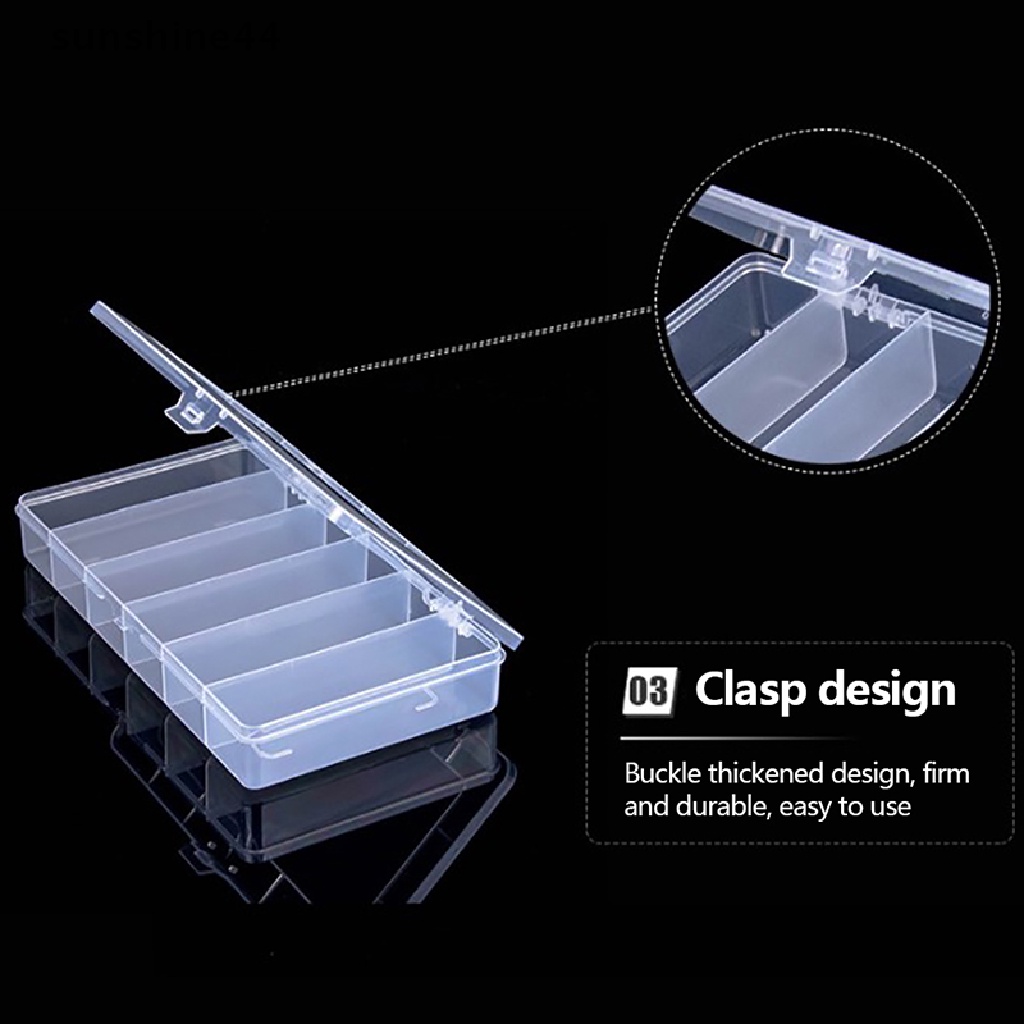 Sunshine 6grid Persegi Panjang Kotak Penyimpanan PP Plastik Transparan Kotak Umpan Pancing Gear Box ID