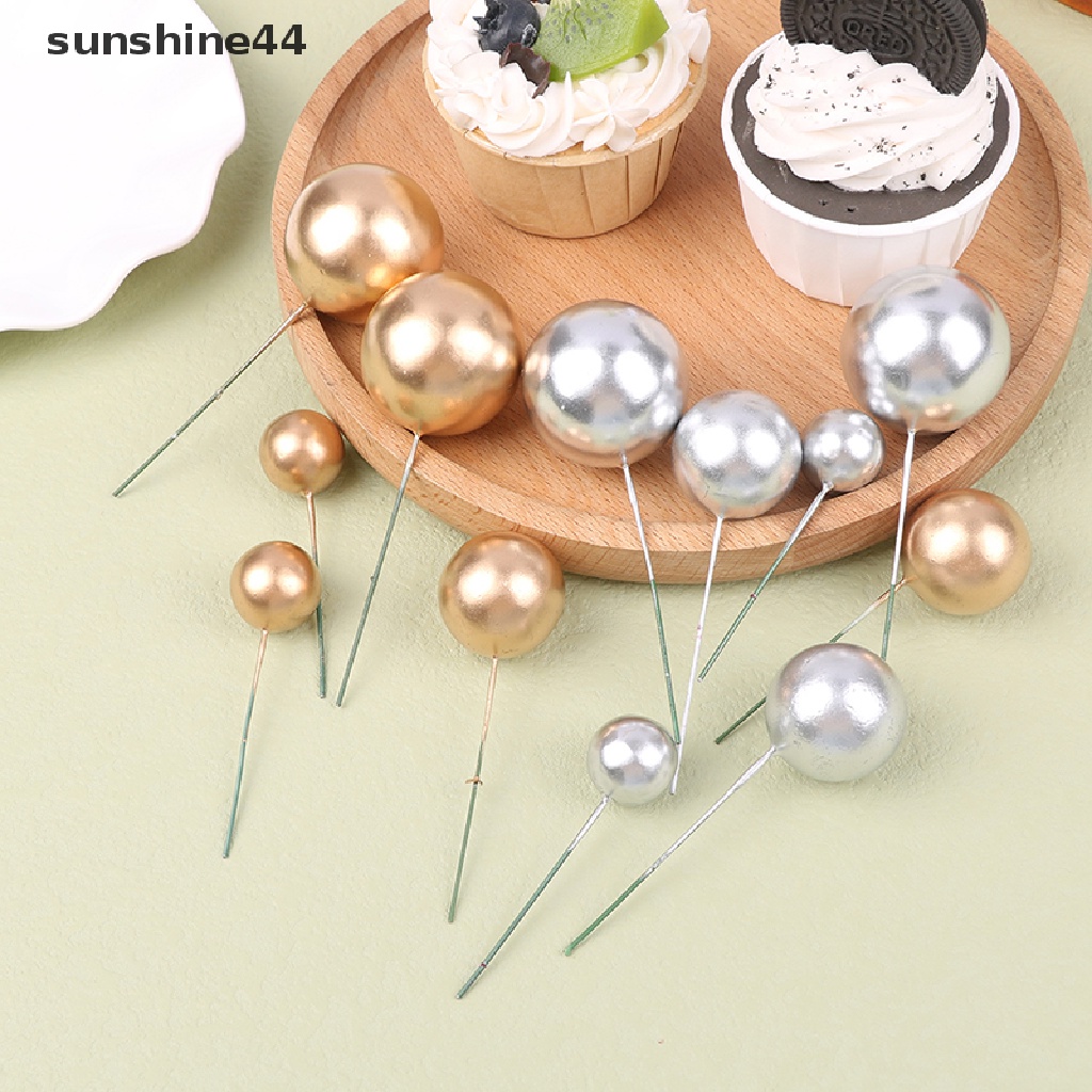 Sunshine 6Pcs Cake Ball Plug-ins Birthday Ball Cake Topper Dessert Decor Insert Card ID