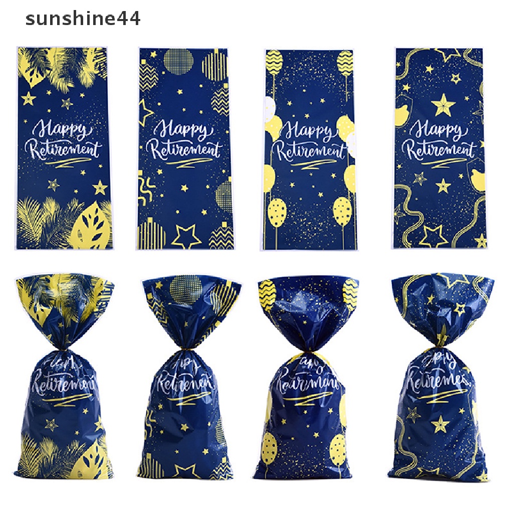 Sunshine 50Pcs Candy Bag Plastik Eid Mubarak Dengan Twist Ties Ramadan Kareem Kantong Kue Kering ID