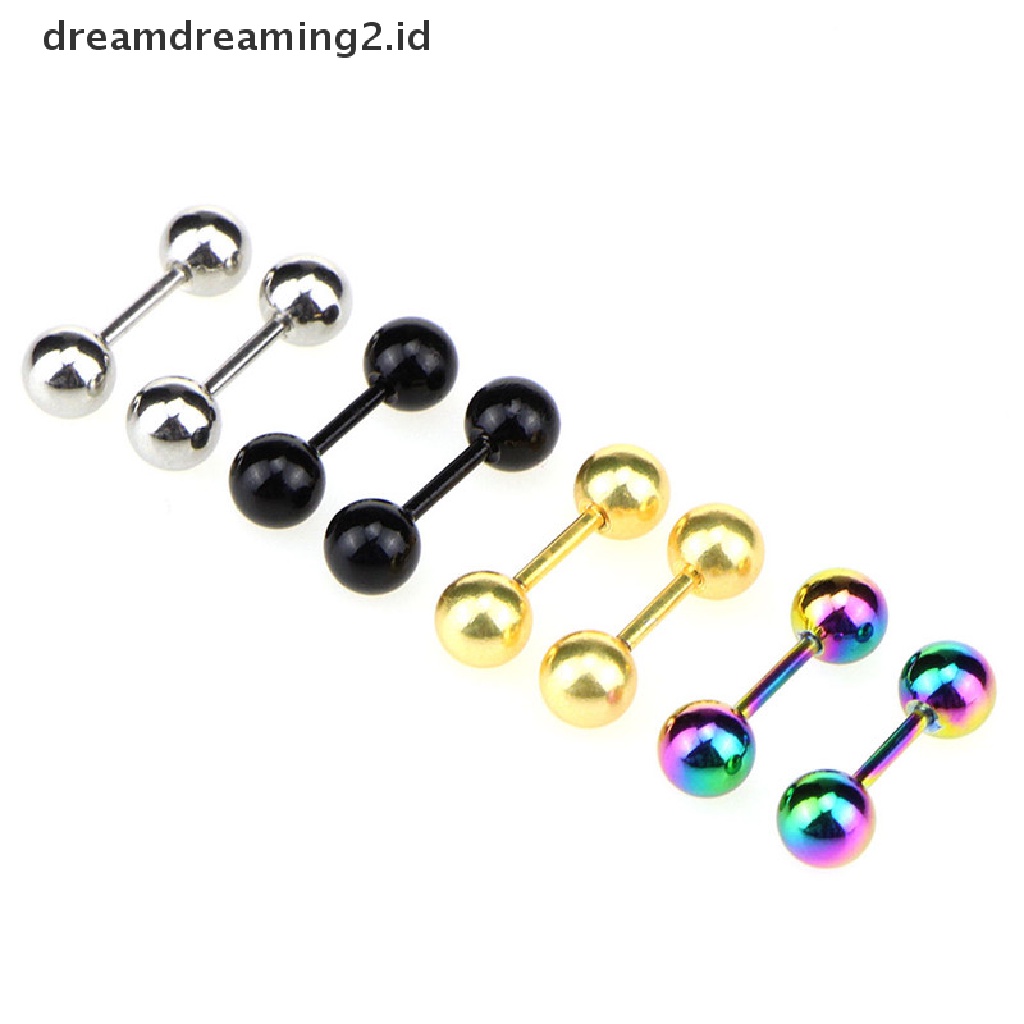 (hot) Anting Stainless Steel Barbel Telinga Tulang Rawan Tragus Helix Stud Bar//