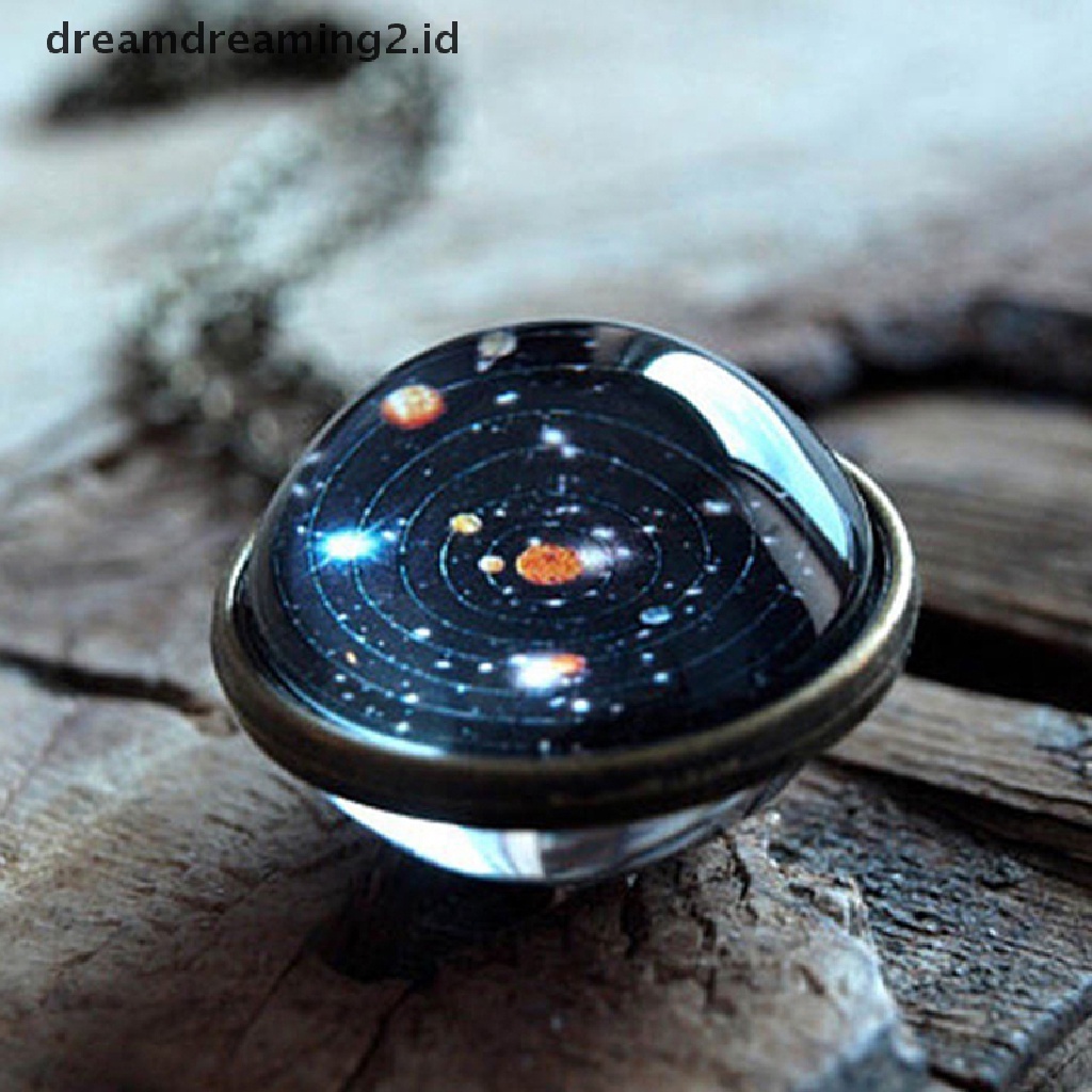 (hot) Kalung Tata Surya Liontin Galaxy Dua Sisi Pendant Universe Jewelry//