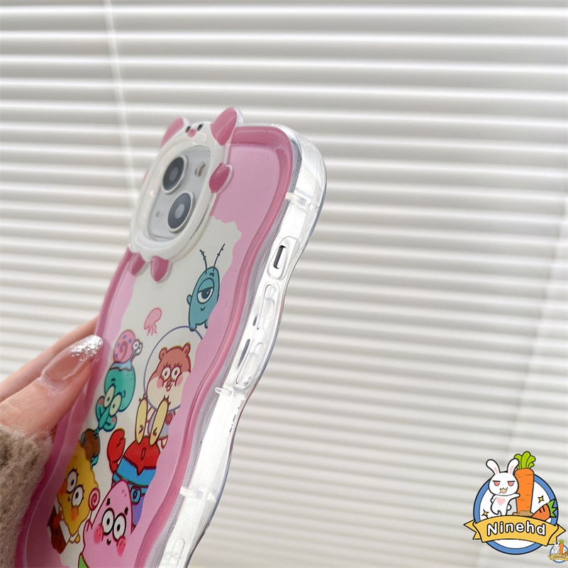 IPHONE Casing Kompatibel Untuk Iphone14 13 12 11 Pro Max X Xr Xs Max7 8 6 6s Plus SE Motif Kartun Casing Ponsel Monster Kecil Bingkai Merah Muda Melindungi Lembut Shockproof Glossy Cover Pelindung
