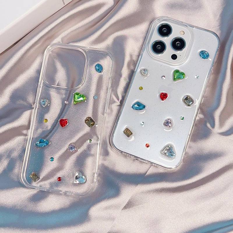 Casing Berlian Glossy Untuk Iphone14 13 12 11 Pro MAX Plus Casing Ponsel Mini Soft Silicone Cover Glitter Rhinestone Capas Untuk iPhone X XS MAX XR 7 8 Plus SE 2022 2020