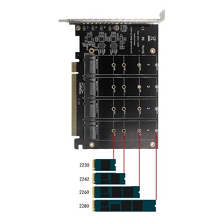 Pciex16 Nvme M2 Mkey Ssd Raid Array Kartu Adapter Ekspanding Motherboard Pcie Split Card