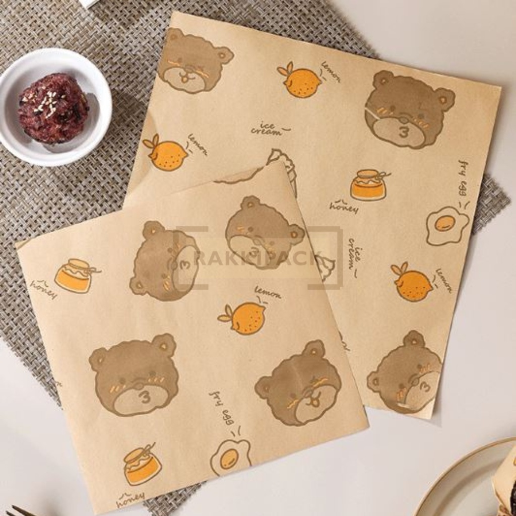 10pcs baking paper wax bear alas bento korean cake