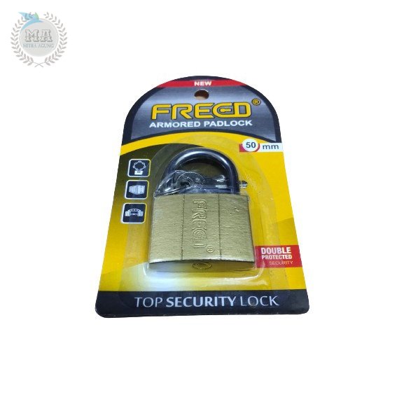 Gembok Kuning Kunci Pintu / Tas / Koper / Laci Ukuran 50 mm 50mm FREED OLS Gembok Besi Kuning Pres Leher Pendek 50 mm FREED Security Lock 2 Kunci [COD]