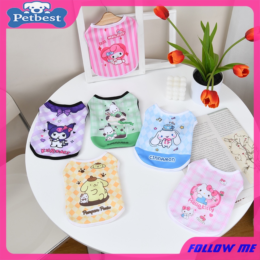 Pet Lucu Tank Top Kucing Dan Anjing Musim Panas Pakaian Keren Seri Sanrio Pakaian Bernapas