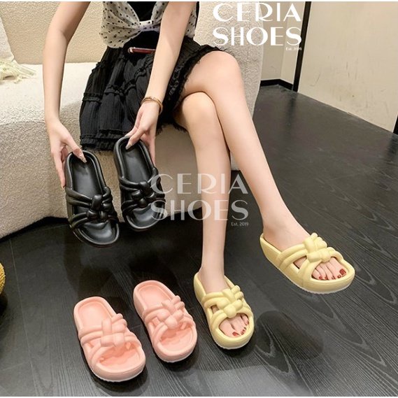 EVA Sandal Wedges Wanita Slop Super SOFT Karet Ringan Empuk Tinggi Sol Tebal 812