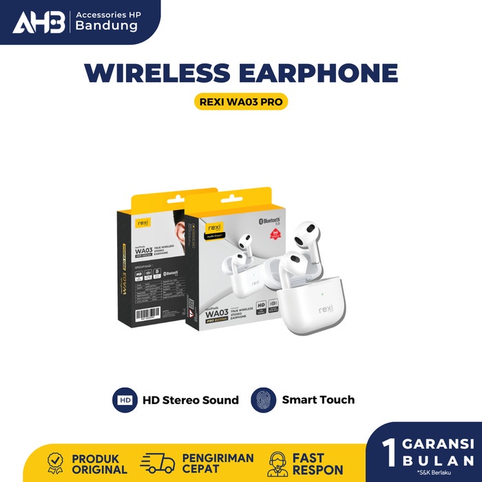 Earphone Wireless Bluetooth REXI WA03 Pro - TWS WA03 Pro Deep Bass