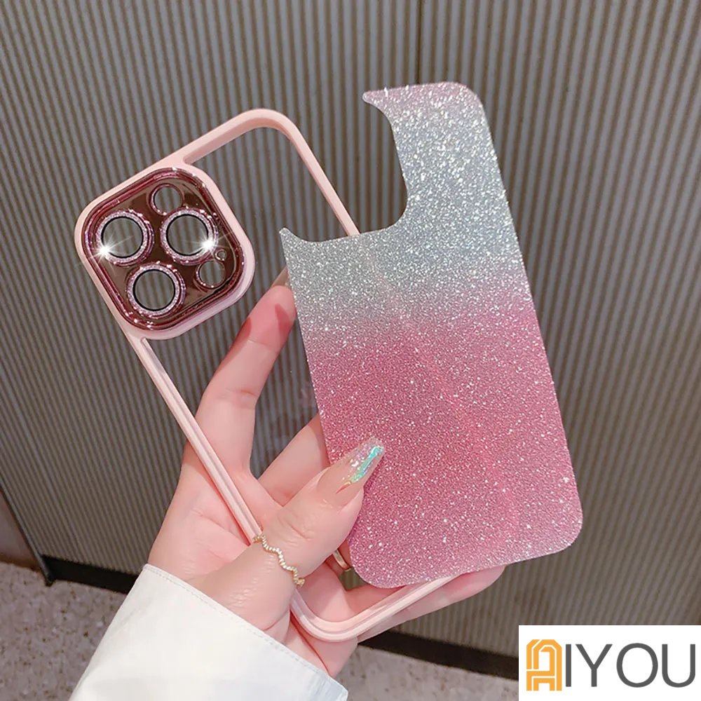 Luxury Armor Glitter Diamond Transparan Glitter Hard Case Untuk iPhone 14 Pro Max13 12 11 Plating Penutup Perlindungan Lensa Kamera