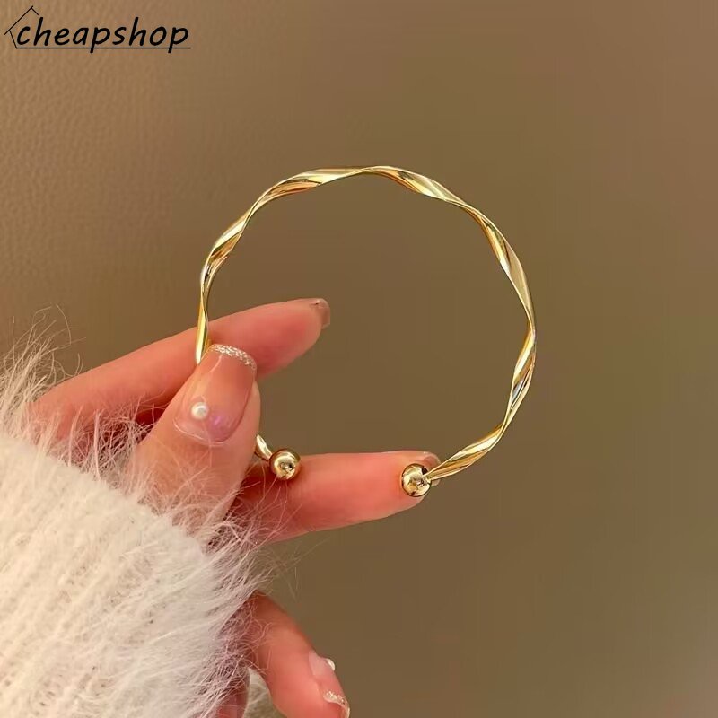 Ifyou Gelang Mobius Sederhana Memutar Emas Perak Bangle Untuk Aksesoris Perhiasan Wanita