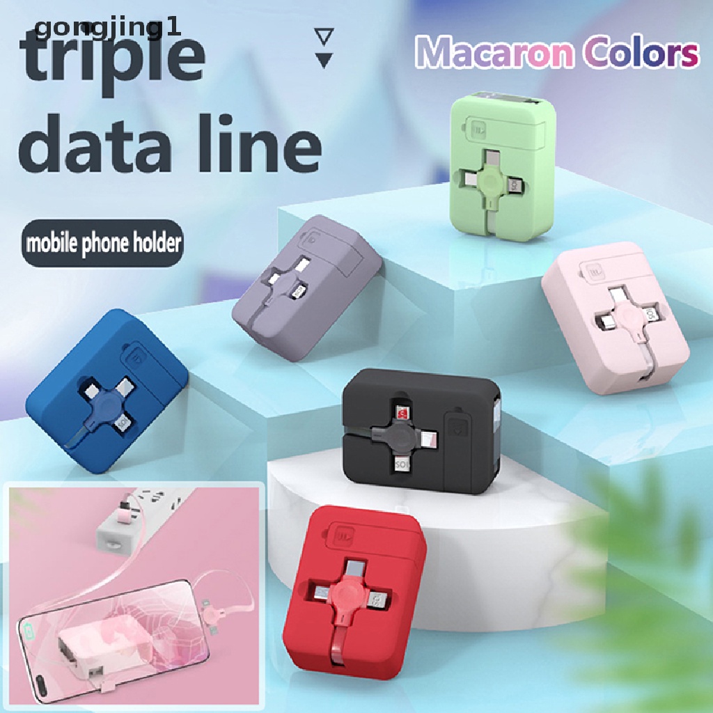 Ggg 3in1 Kabel Data Telepon Yang Dapat Ditarik Micro USB TYPE-C Fast Charging Cable ID